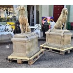 Pair Jacquemart Hounds on Plinths